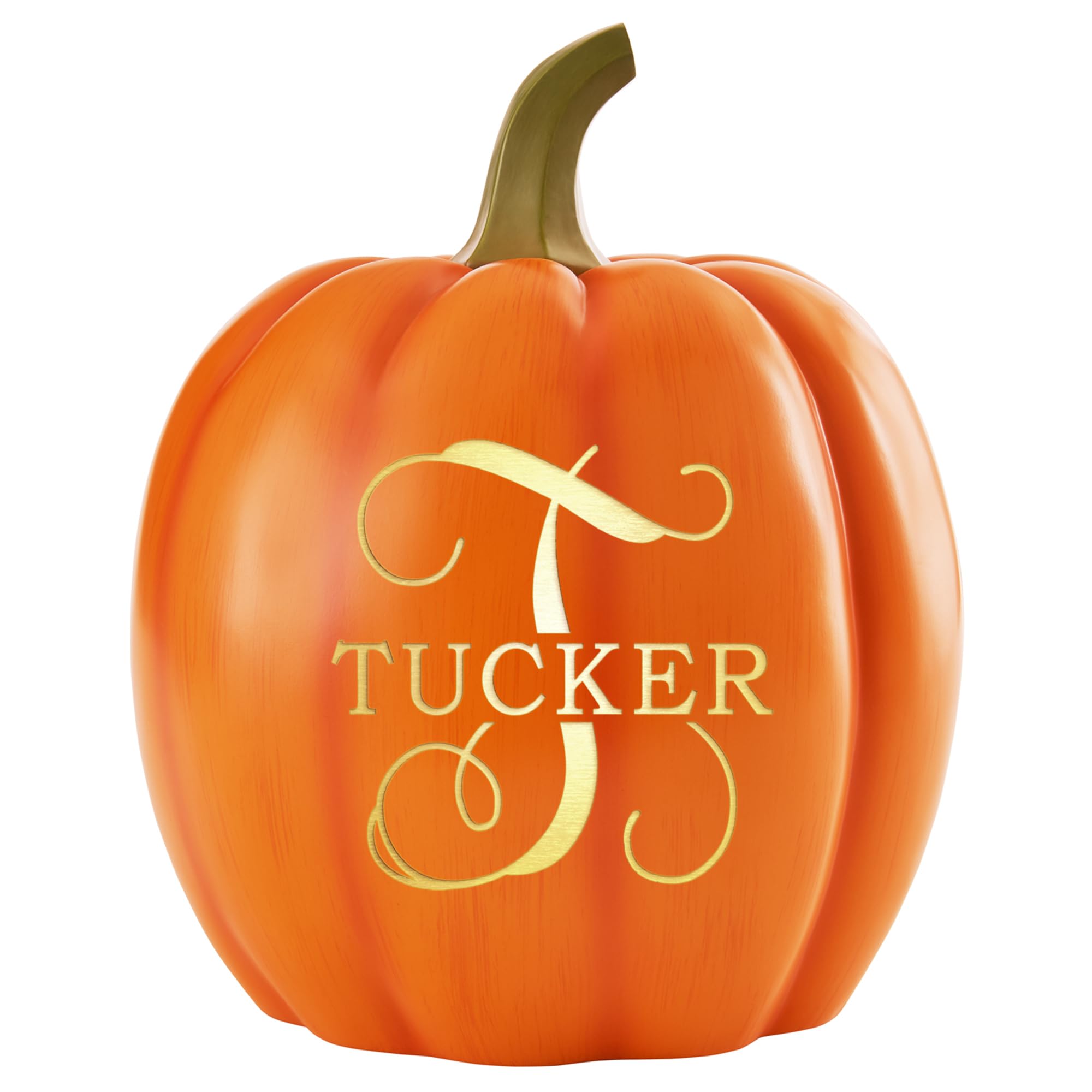 Let's Make Memories Personalized Light Up Pumpkin Decor Outdoor - Your Name & Initial on a Custom Pumpkin - Halloween Fall Decoration - Jack o Lantern - Outside or Inside - XL - Orange