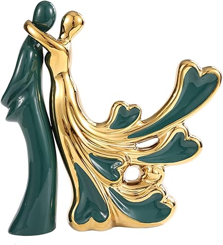 Miniatura 12 de Estatua moderna de arte abstracto de cerámica, estatuas de pájaros, figuras de pájaros de cerámica dorada, decoración del hogar, figuras