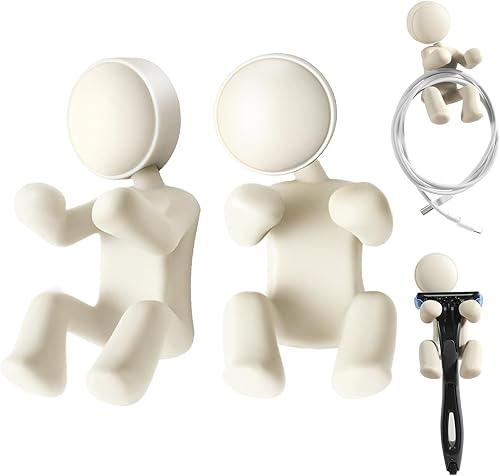 2 ganchos de pared creativos de silicona para muñecas, ganchos impermeables para cocina y baño, para clip y maquinilla de afeitar colgante, llaves,