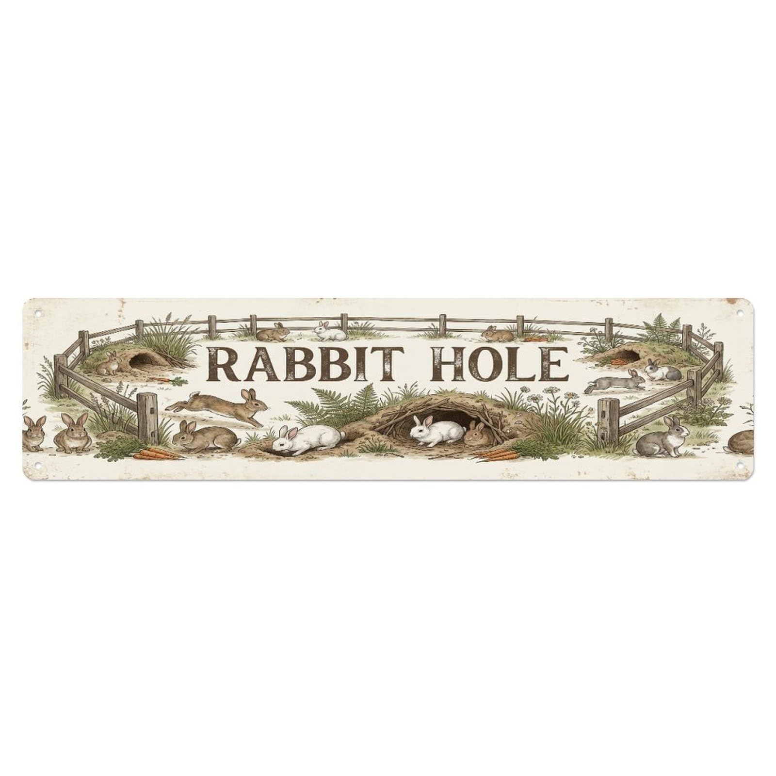 Xanthor Style Metal Tin Sign Vintage Pen Jump Rabbit Farmhouse Funny Rabbit Backyard Farm