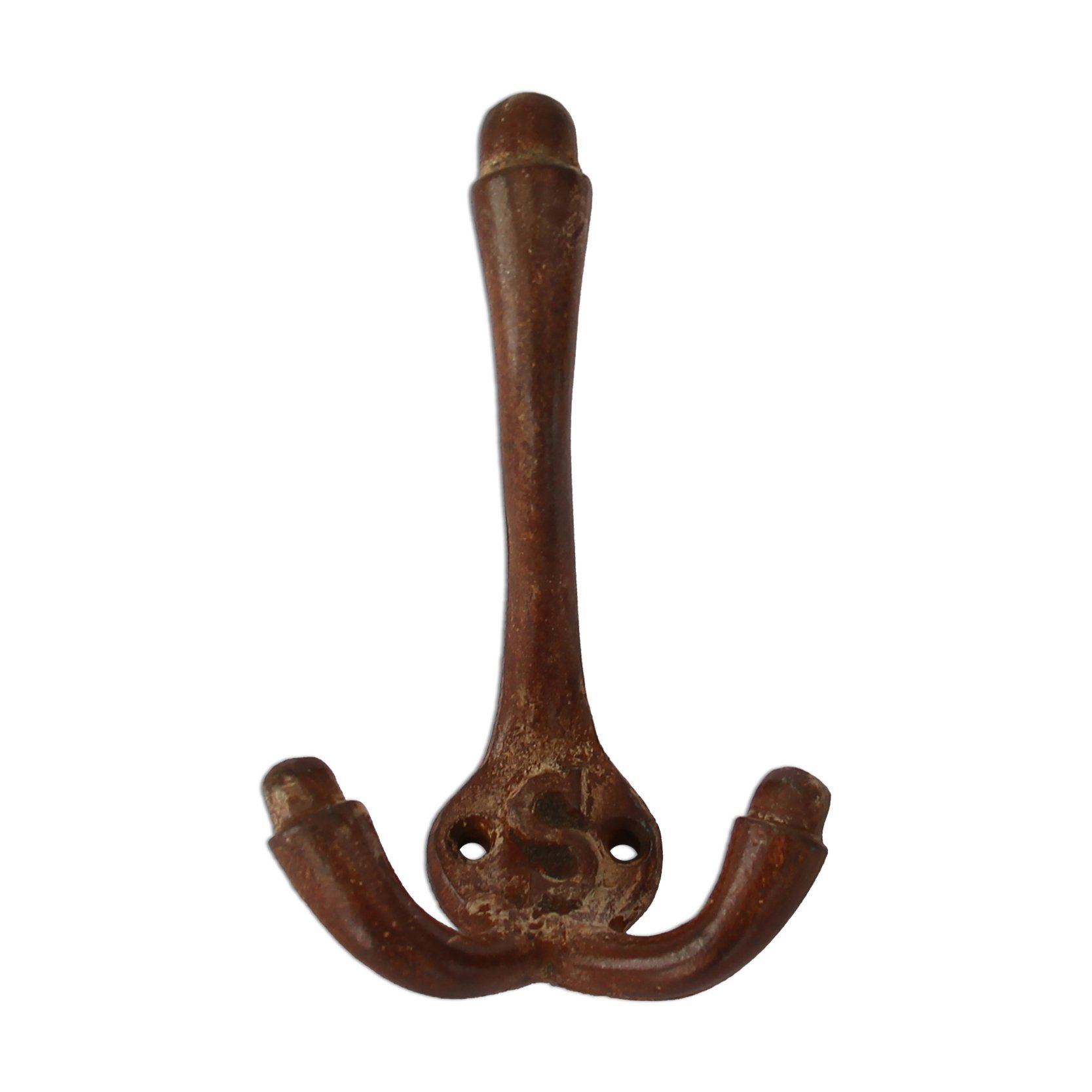 RCH Hardware8386SRST Decorative Triple (3) Arm Cast Iron Organizing Wall Hook with Letter S, Matching Screws Included, Rust