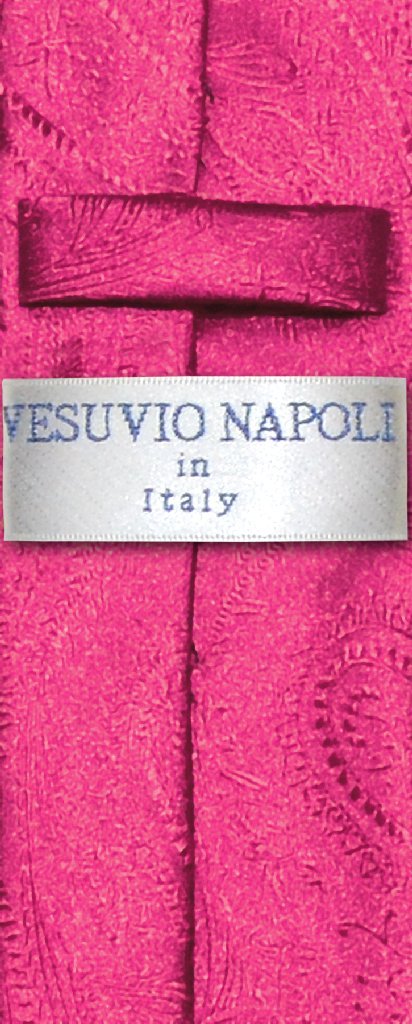 Vesuvio Napoli Narrow NeckTie Solid HOT PINK FUCHSIA Paisley 2.5