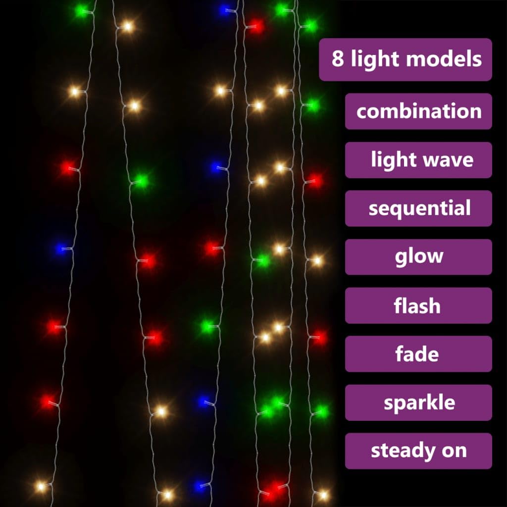 Rideau lumineux LED 3 x 3 m 300 LED coloré 8 fonctions