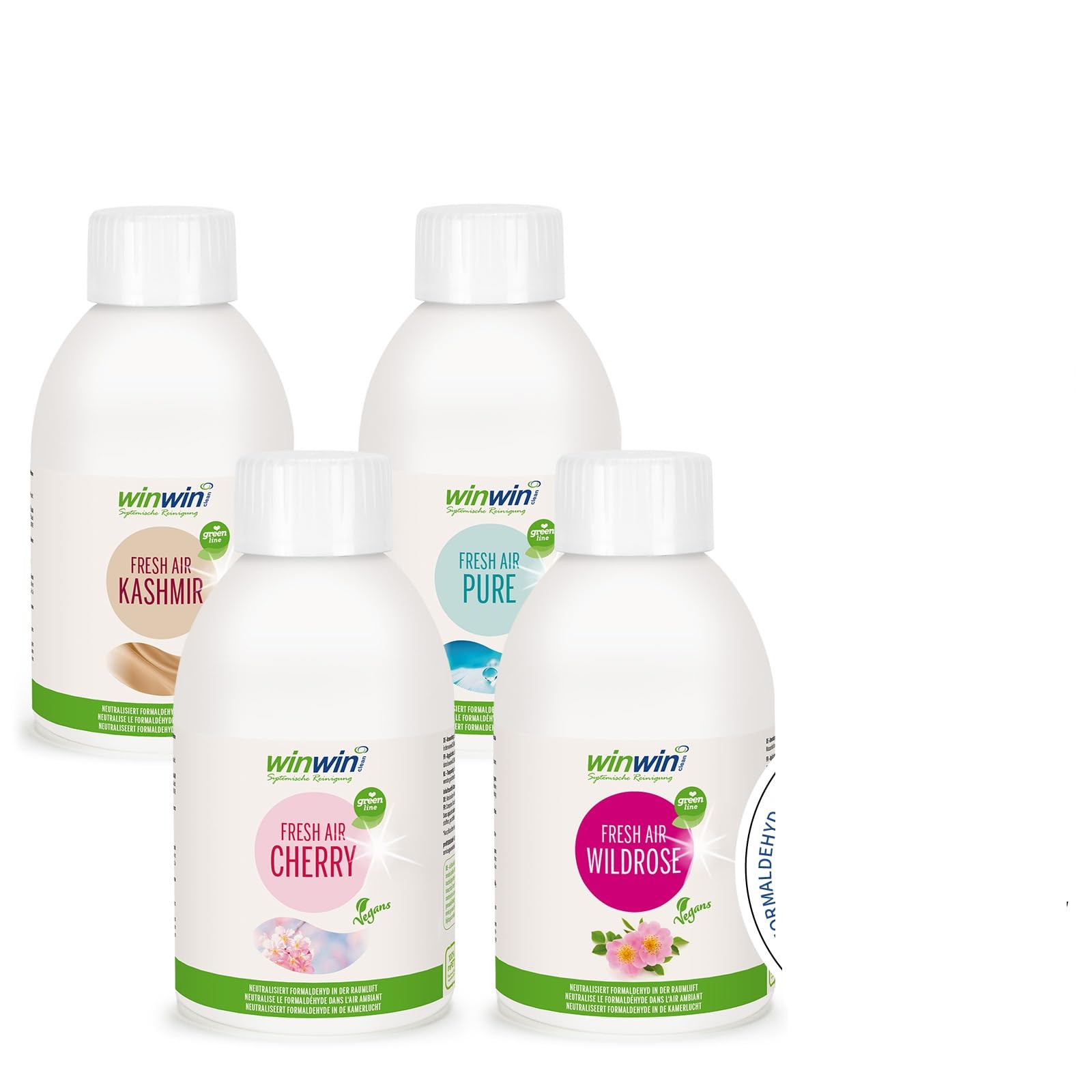 winwinCLEAN® 4 x 250ml Veganes Raumluftdeo I Luftreinigungs-Konzentrat I Für Luftreiniger, Air Purifier & Raumluftreiniger mit Wasserfilter I Entfernt Pollen, Staub, Tierhaare, Schimmel, etc.