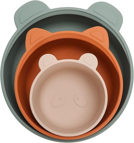 Miniatura 10 de Ali+Oli Juego de cuencos apilables para aperitivos (3 piezas) para niños (azul horizonte) sin BPA de silicona de grado alimenticio para bebés y