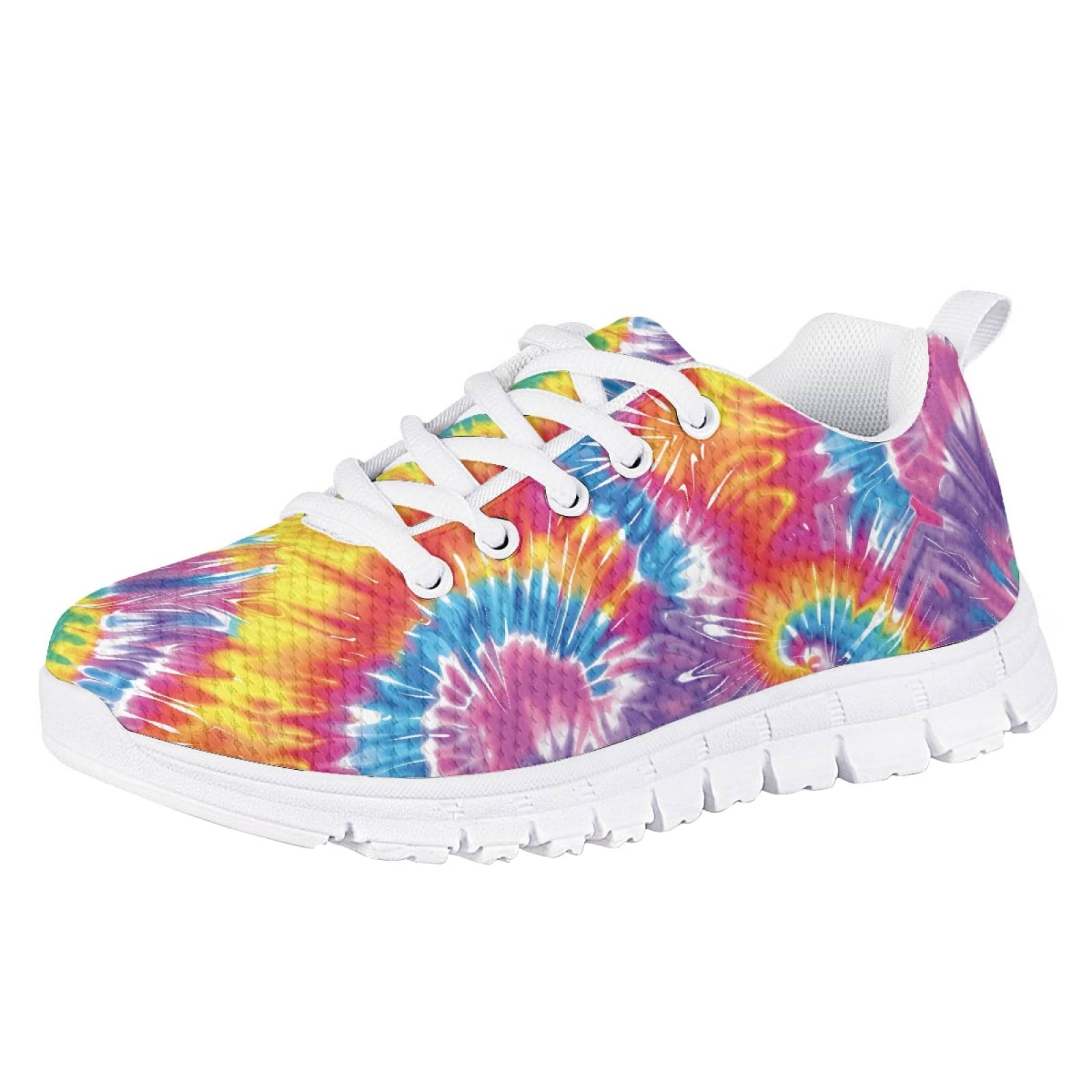 Cumagical Colorful Tie Dye Print Kids Training Shoes Breathable Gym Dance Soccer Multi-Sport Shoes for Boys Girls