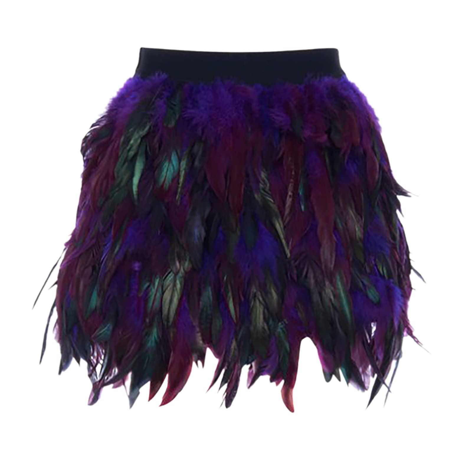 HOOUDO Üllrock Damen Tutu Klassisch Elastisch Weihnachten Santa Halloween Lila Farbverlauf Kunstfeder Cosplay A-Linie Minirock Ballett Rock Rosa Tüllrock Trachtenrock Braun Röcke Kurz XXL REH