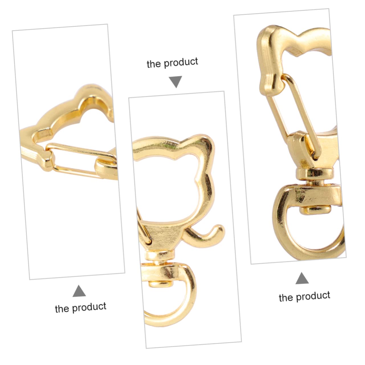 Veemoon 20 Pcs Zinc Cat Head Keychains Spring Snap Hook Metal Keyring Cute Cat Design for DIY Accessories