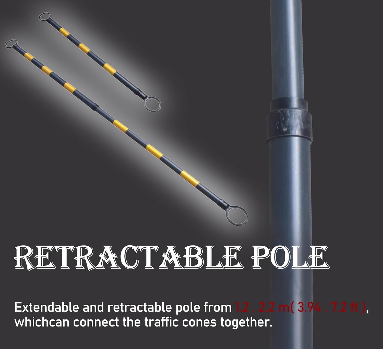 Traffic Retractable Cone Bar - Durable PVC Flexible Plastic Connector for Parking Lots & Road Work