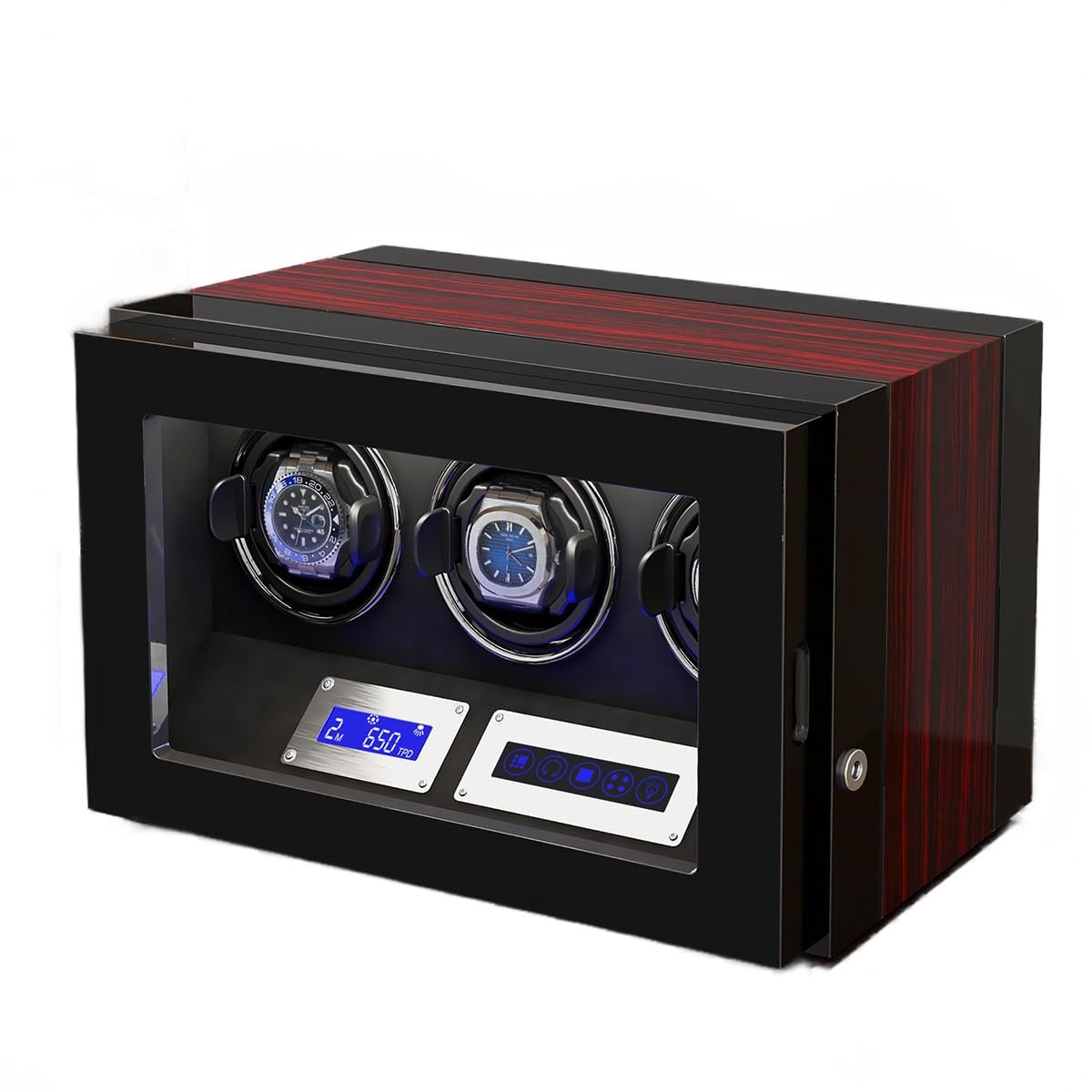 Remontoir de montre automatique avec moteur silencieux 2, 3, 4, 6, 9, boîte de présentation de remontoir de montre, coussins de montre flexibles, étui de rangement en cuir de fibre de luxe (B 3+0)