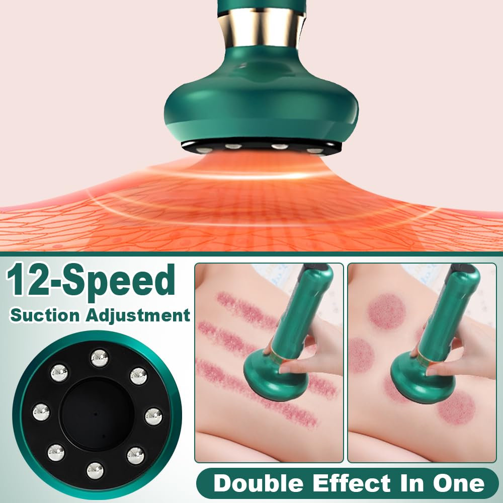 Massaggiatore Anti Cellulite Aspirante, Regolabile a 12 Livelli Infrarossi Vacuum Ventosa Elettrica Anticellulite per Gambe, Addome