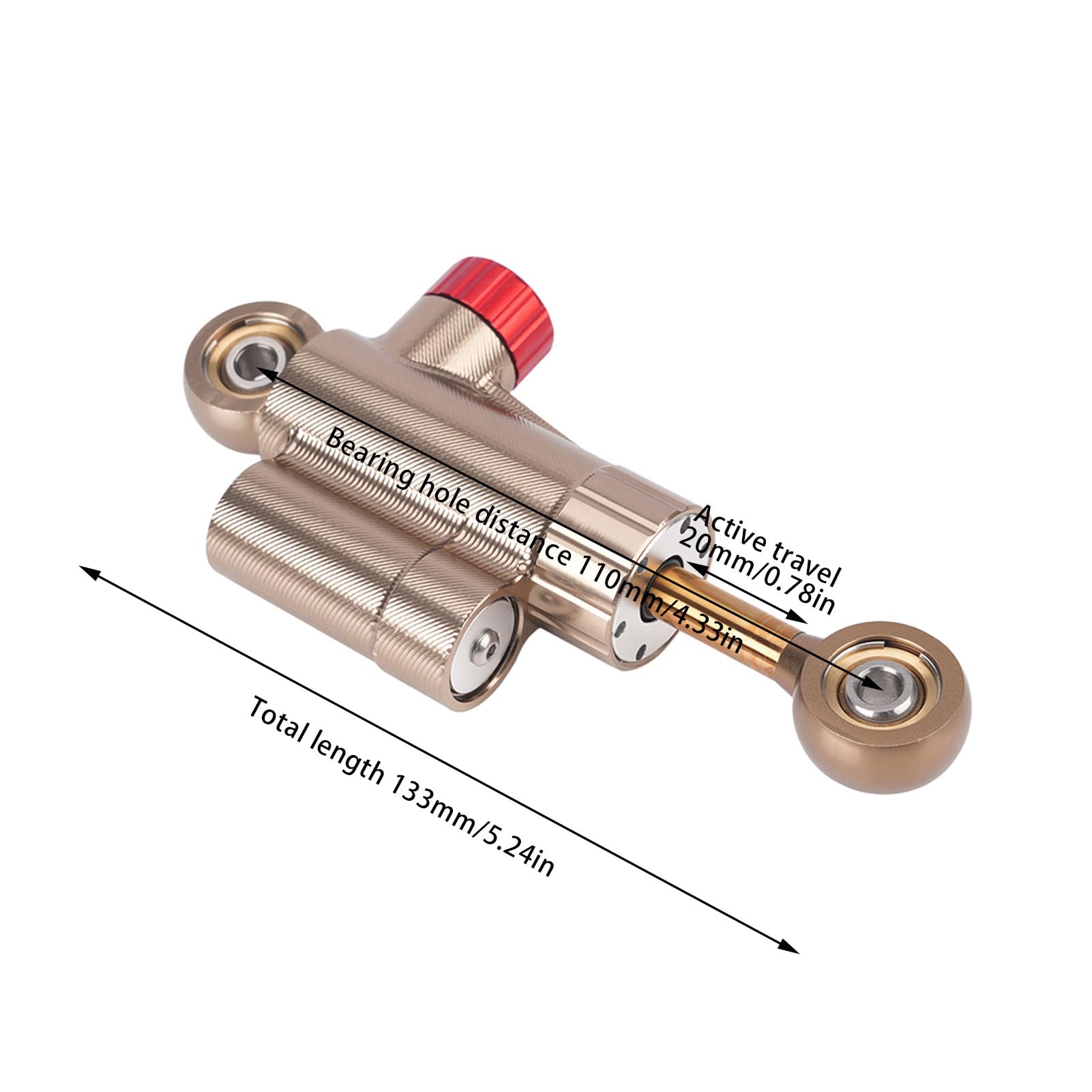 Einstellbarer CNC-Lenkungsdämpfer, Verbesserter Stabilitätsstabilisator für Motorräder, Gold, Universelle Passform, Import-Dämpfungsöl, Bereich von -40 °C Bis 100 °C