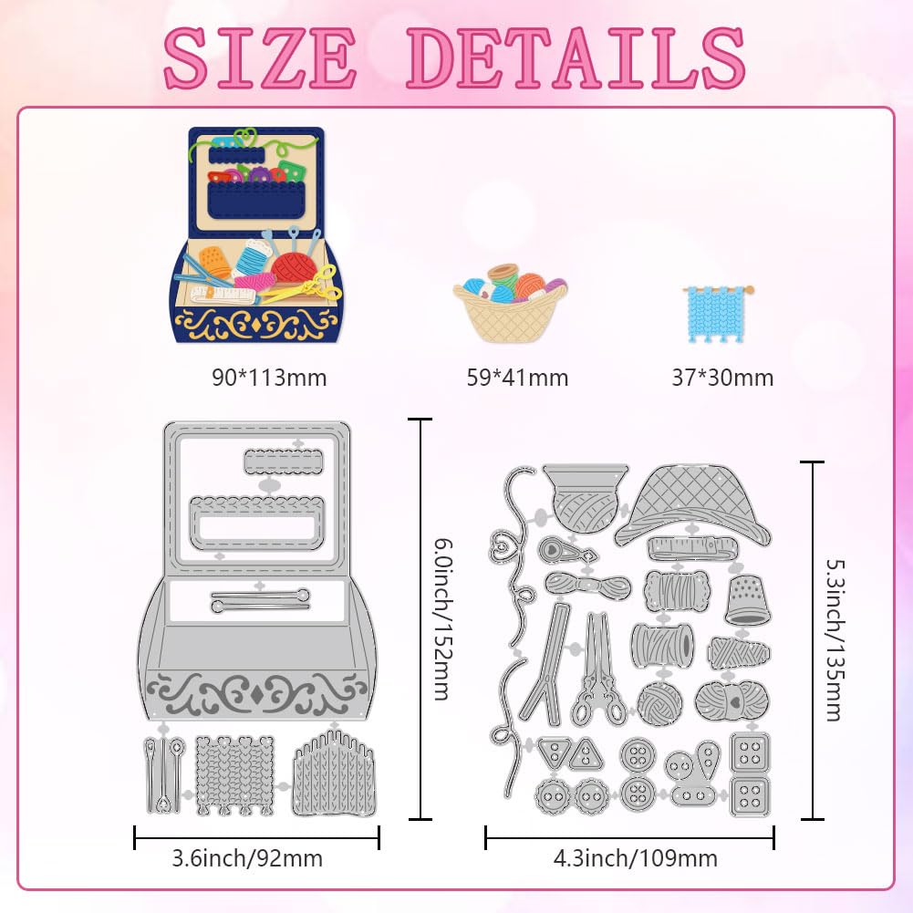 DELORIGIN Sewing Box Cutting Dies - Carbon Steel Stencils - Card Making, Scrapbooking, Embossing - DIY Craft Paper Album Gift Decor - Image 2