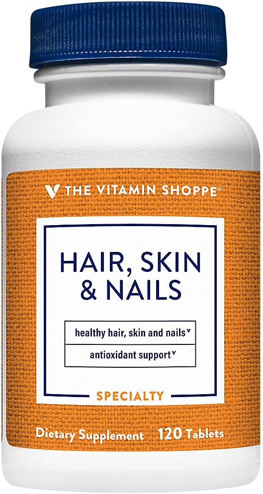 The Vitamin Shoppe Biotin 400MCG - Hair Growth, Skin Health & Nail Strength Support, High Potency B Vitamin (120 Tablets)