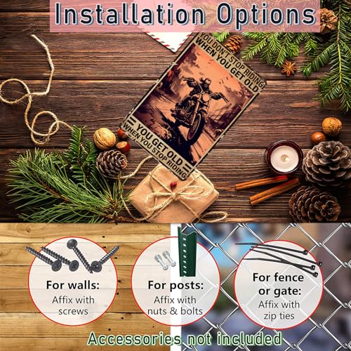 Aluminum Vintage Tin Signs Retro Sign Motorcycle You Don’t Stop Racing When You Get Old Cat Poster Tin Sign Iron Painting Home Family Love Gift For Home Wall Decor Christmas Decor 8.00"x12.00" - Image 4