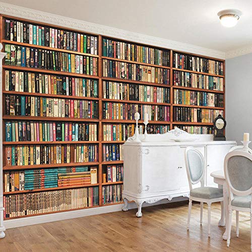 Fresque bibliothèque 3D décorative 250x175 cm pour coin lecture cosy