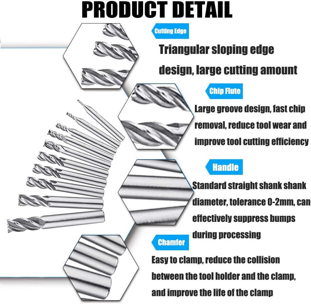 Utoolmart End Mill Engraving Milling Cutter, 1.4mm Carbide CNC Router Bits, for PCB Machine, 1/8-inch Shank, 10pcs