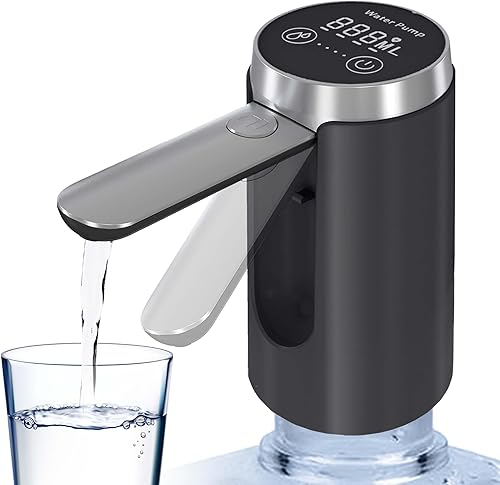 Miniatura 8 de Dispensador de agua para botella de 5 galones, pantalla LED inteligente, bomba de agua recargable, boquilla de agua plegable de larga duración