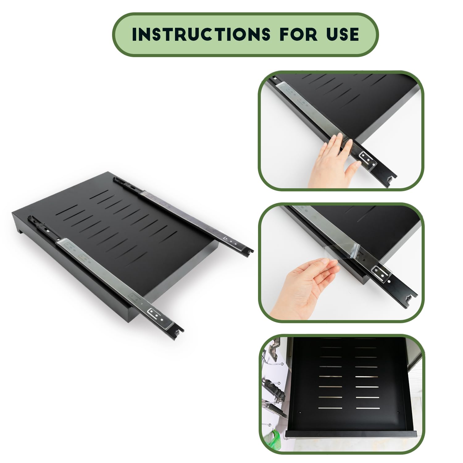 Organizador de gabinete extraíble, acero al carbono fijo con nano película adhesiva, organización de cocina y comedor, utilizado para ollas, sartenes, especias, etc. 15.7 in x 20.9 in x 3.7 6