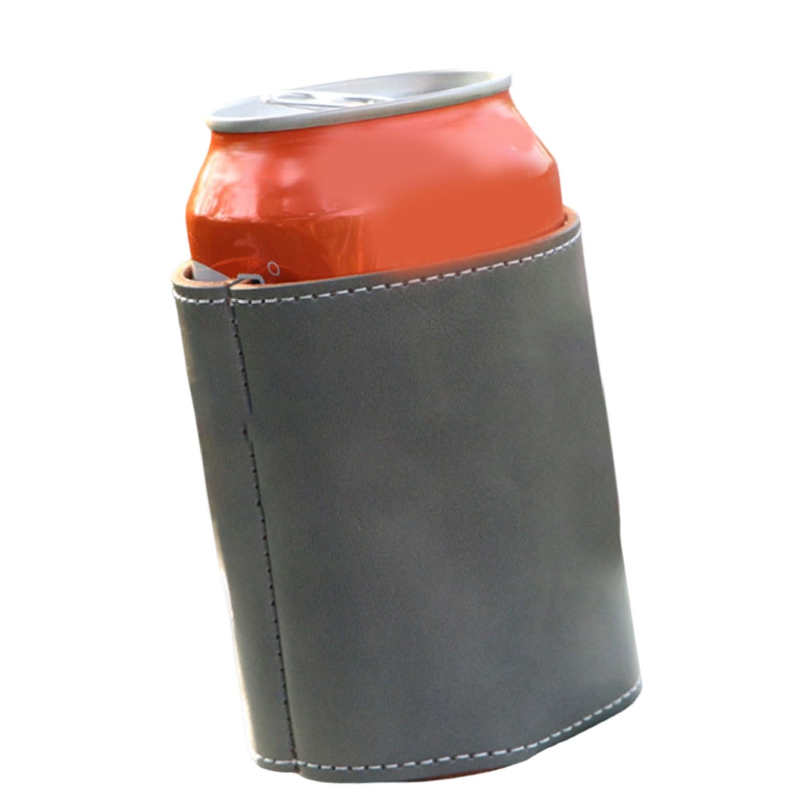 Kaeltsyn Drink Can Sleeve for Standard Beverage Cans, PU Leather Open-Top Holder for Casual Entertaining Use Daily Beverage Can Sleeve Faux Leather Holder Stitched Standard Open Top Drink Patio Table