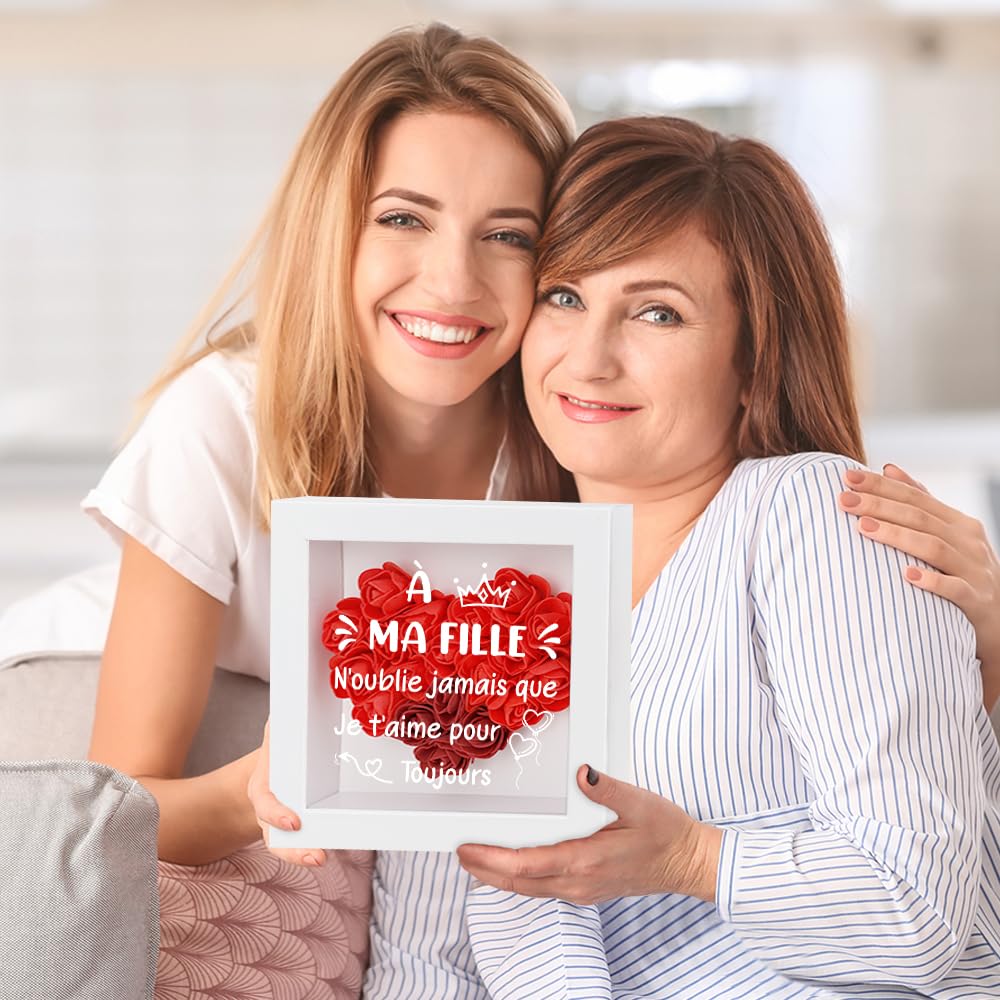 Cadeau pour Ma Fille Cadre Profond Cadre Photo 3D Cadeaux Anniversaire Cadeau Amoureux Cadeaux Ma Fille d'amour Noel Saint Valentin