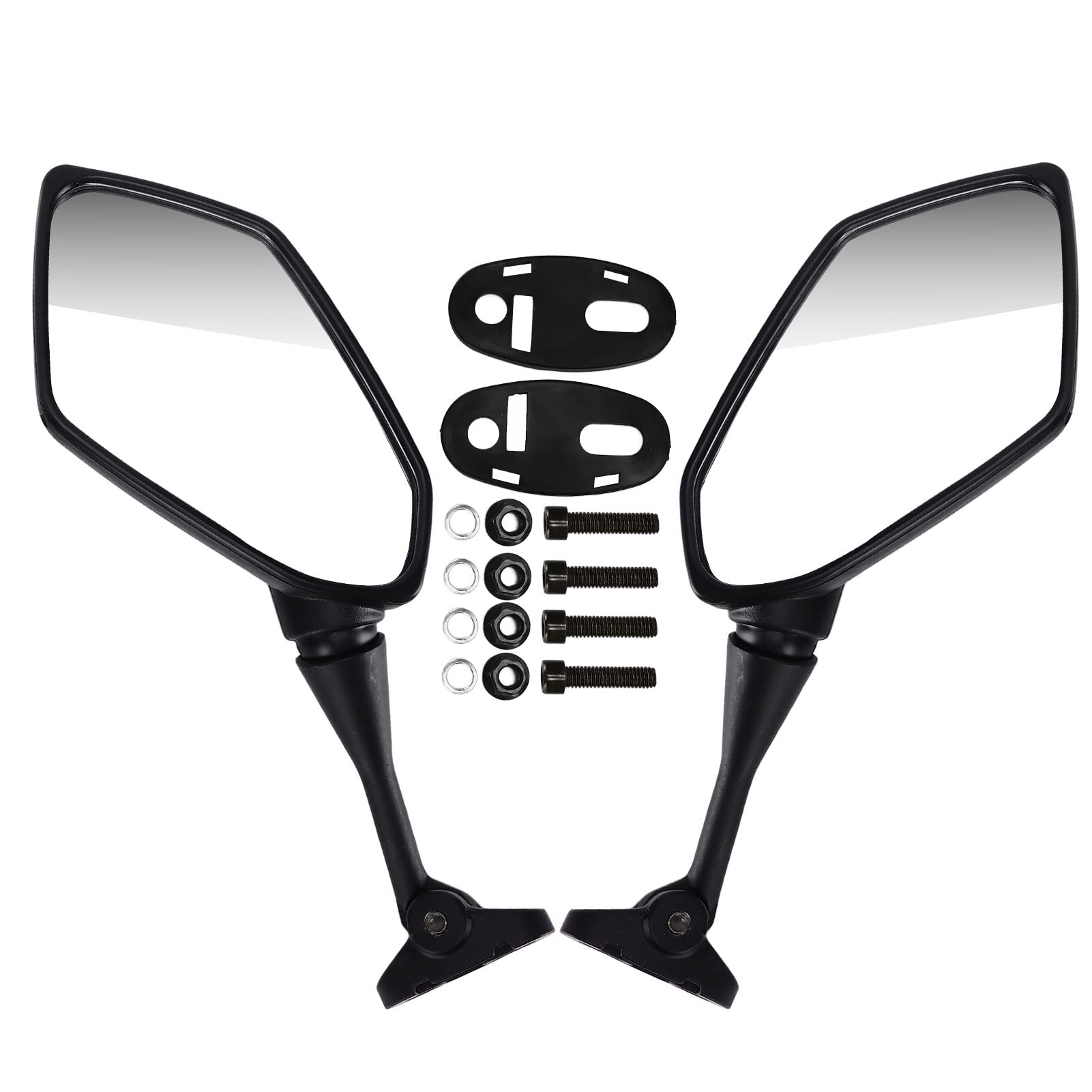 yctze pair motorbike side mirrors rearview wing for motorcycle aluminium rod abs shell glass black left right cbr600