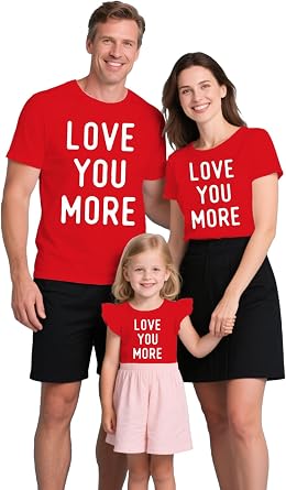 Family Valentines Shirts Couples Matching Valentine T-Shirt Love You More Mommy and Me Tee Tops