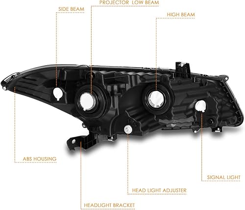 Miniatura 5 de Conjunto de faros delanteros compatible con Honda Accord Coupe 08-12  Faros delanteros con carcasa negra esquina transparente