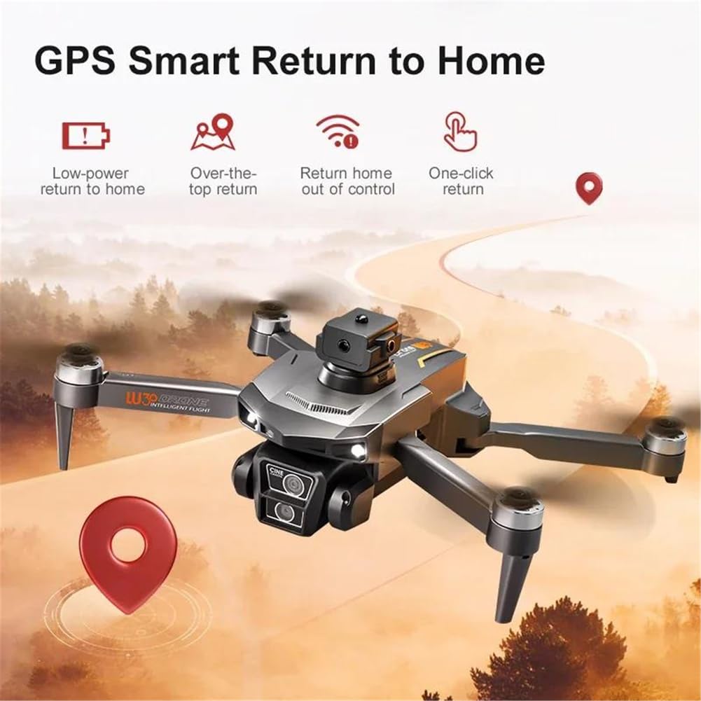 Dual Battery,Drone lu30 Professionale 8k GPS brushless HD con Telecamera, Schermo da 4,5'', Telecomando, Fotografia Aerea, Drone per Evitare Gli Ostacoli