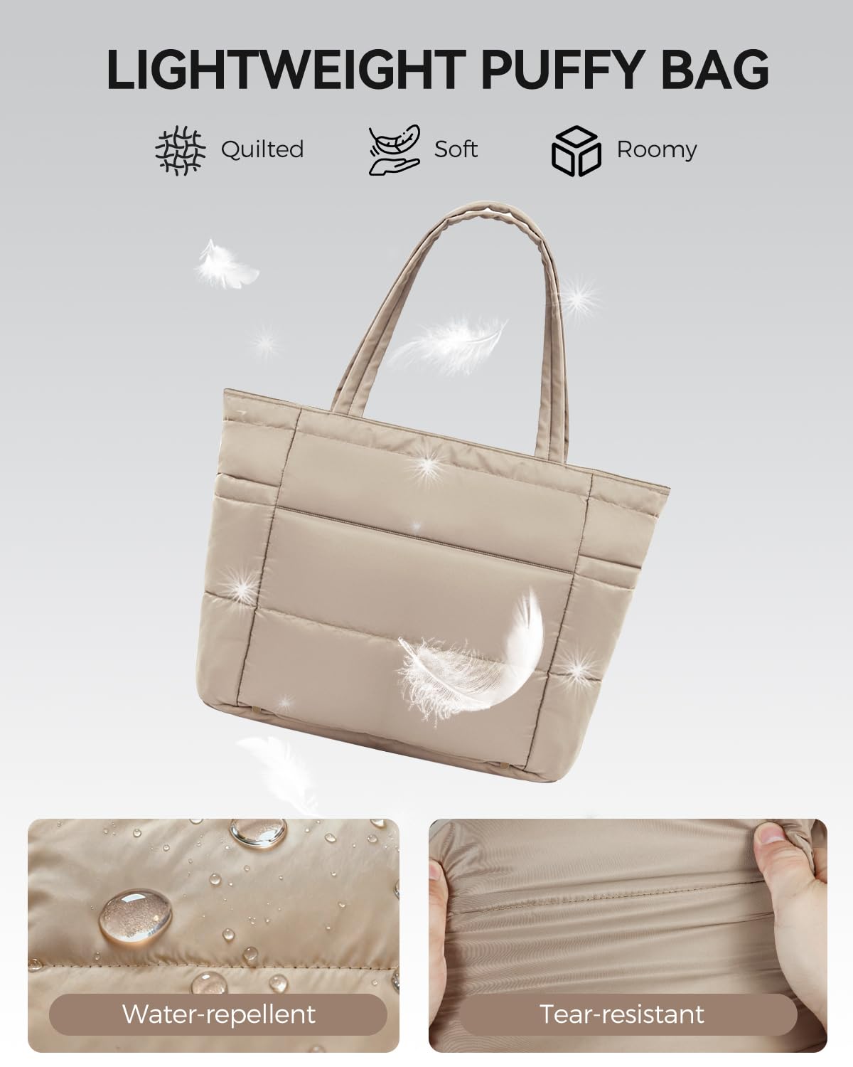 Moyad Borsa Tote Donna Trapuntata in Piumino, Borsa a Tracolla Leggera con Spallaccio, Grande Capacità per Lavoro Viaggio Shopping Università