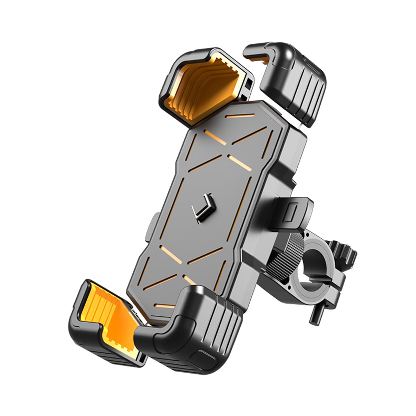 ASICPLBMotorcycle Phone Holder for Peugeot GenZe 2.0 2016, Motorcycle Phone Mount Holder 360° Rotatable Bicycle Phone Holder Shockproof Protection for Outdoor Riding, Yellow-Handlebar style