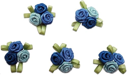 Miniatura 4 de Meseey Mini cinta de satén de rosas de tela para manualidades, lazos pequeños, rosetas, apliques de costura para boda, novia, decoración de