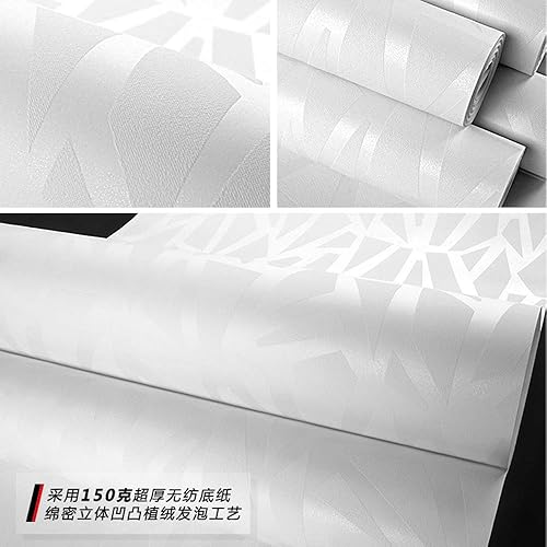 Miniatura 3 de DAWEI Papel pintado granulado blanco puro, imitación nórdica, barro de diatomeas, color puro, tela no tejida, patrón geométrico 3D, tienda de ropa,