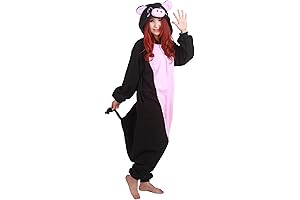 Unisex Adult Black Pig Pyjamas Christmas Costume One Piece Animal Cosplay Onesies X-Large