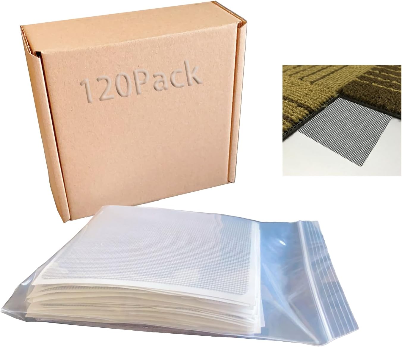 4" x 4"Carpet Tile Adhesive Connectors Carpet Square Adhesives That Creates a Floating Floor 120 tabs per Pack