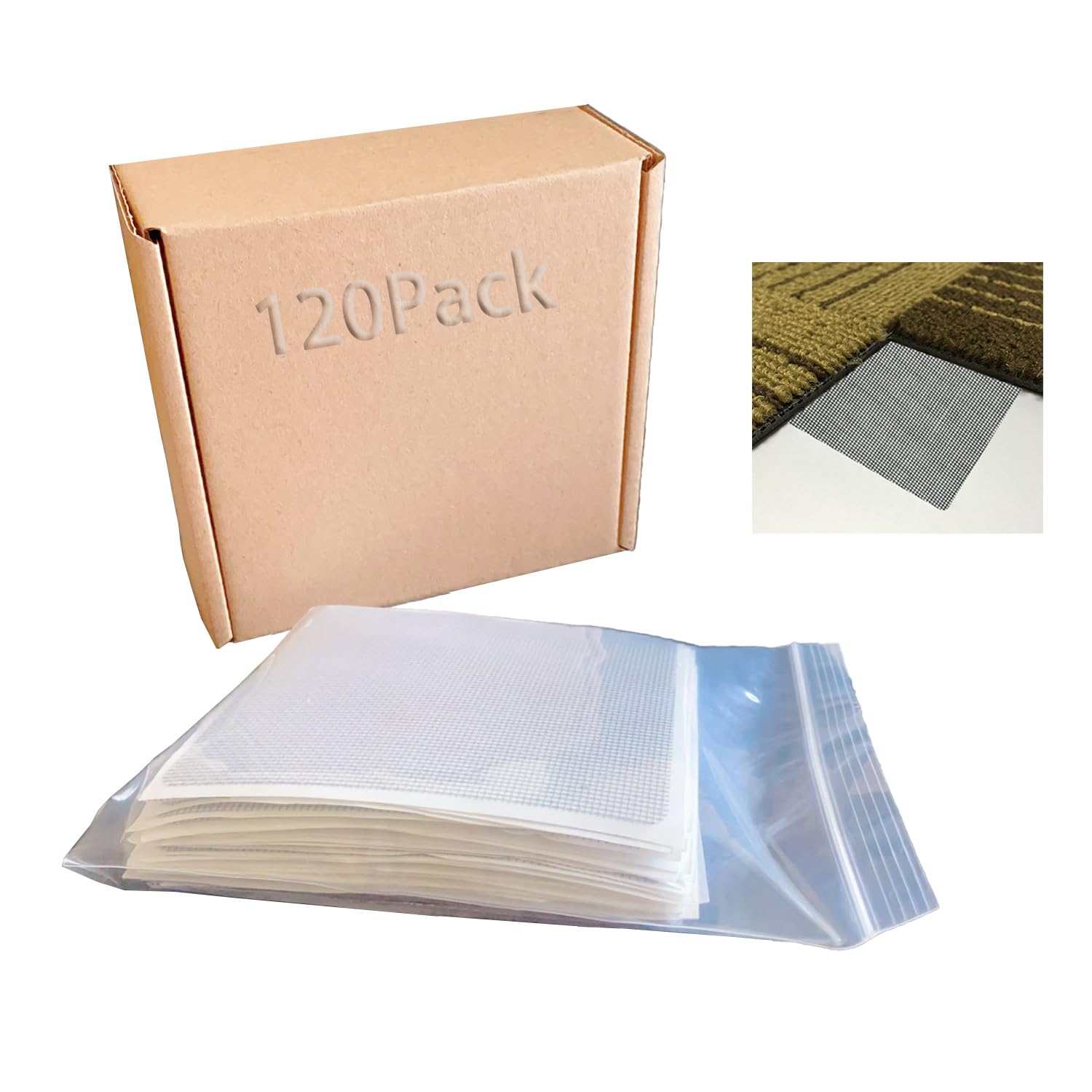 4" x 4"Carpet Tile Adhesive Connectors Carpet Square Adhesives That Creates a Floating Floor 120 tabs per Pack