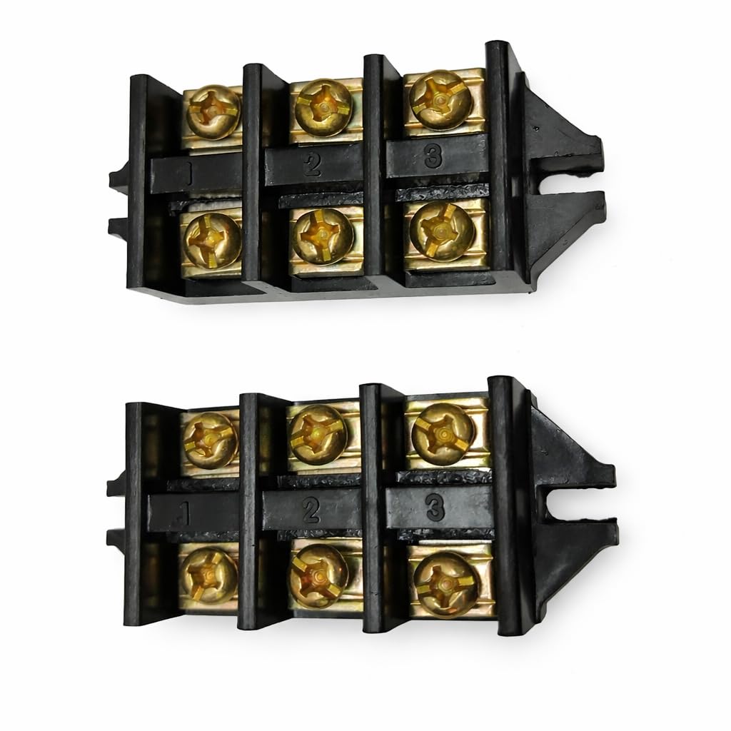 60 Ampere 3 Way Open Type Bakelite Connector, Electrical Terminal Block with Brass Screws (pack of 2)-image-9