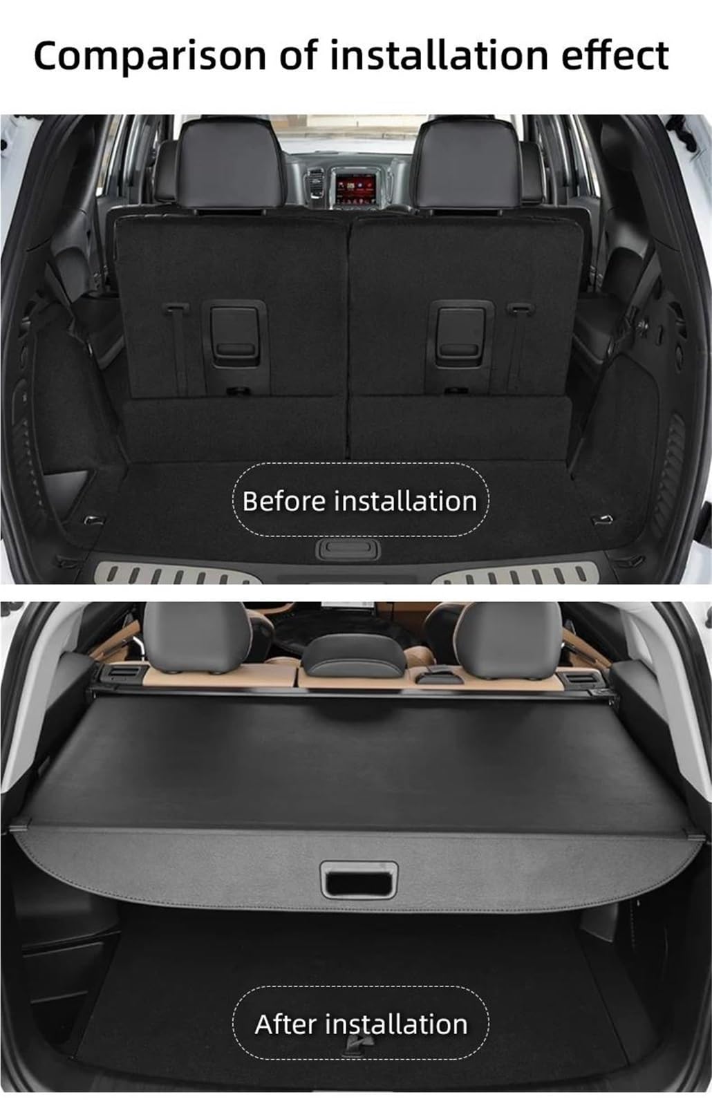 Plage Arrière Couverture De Coffre Rétractable, Bouclier De Sécurité De Confidentialité pour Dodge pour Durango 2011 – 2025(B Canvas)