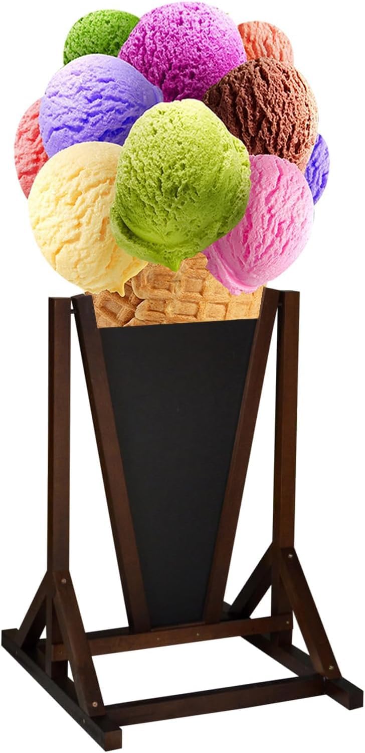 Doppelseitiger Werbeaufsteller 154 x 74 cm, wetterfest, mit Kreidetafel, Holzkonstruktion in Pink oder Braun, 16 Motive für Eisdiele, Pizzeria, Café und Gastronomie (Braun, 9. Pizza Margherita)
