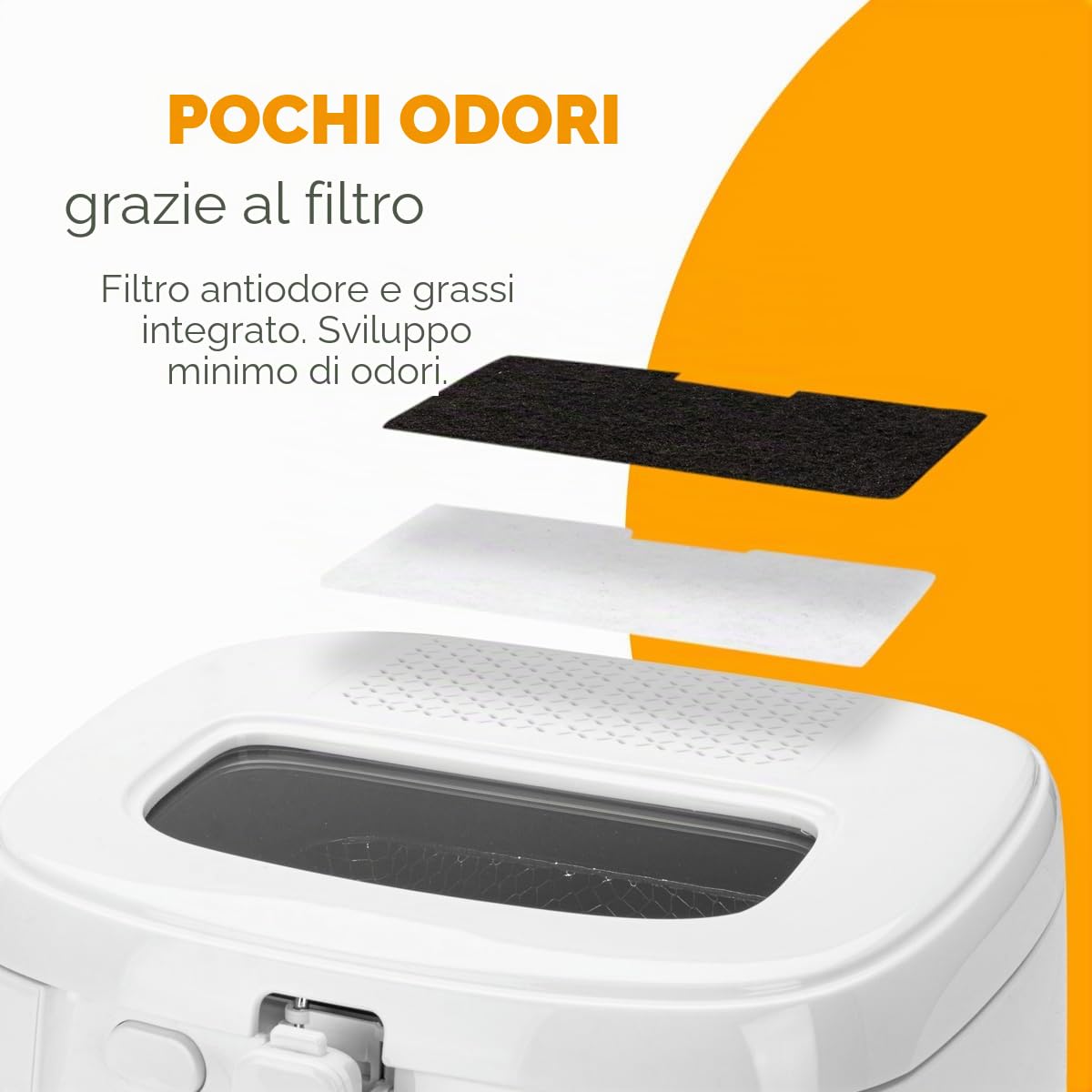 Friggitrice Clatronic | capacità 2,5L | friggitrice con grasso | filtro vapori odori e grassi | contenitore olio antiaderente | termostato a regolazione continua | con olio | FR 3771