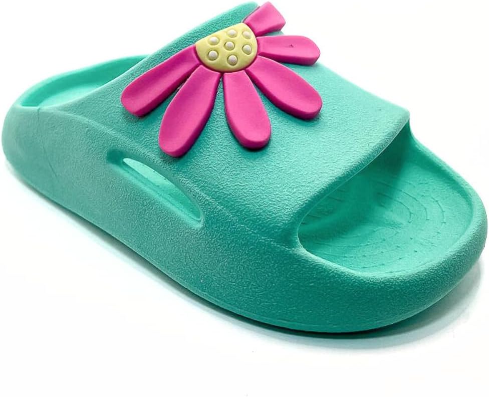 Chinelo Slide Infantil Feminino com Flor Margarida, Rosa, Confortável e Lavável