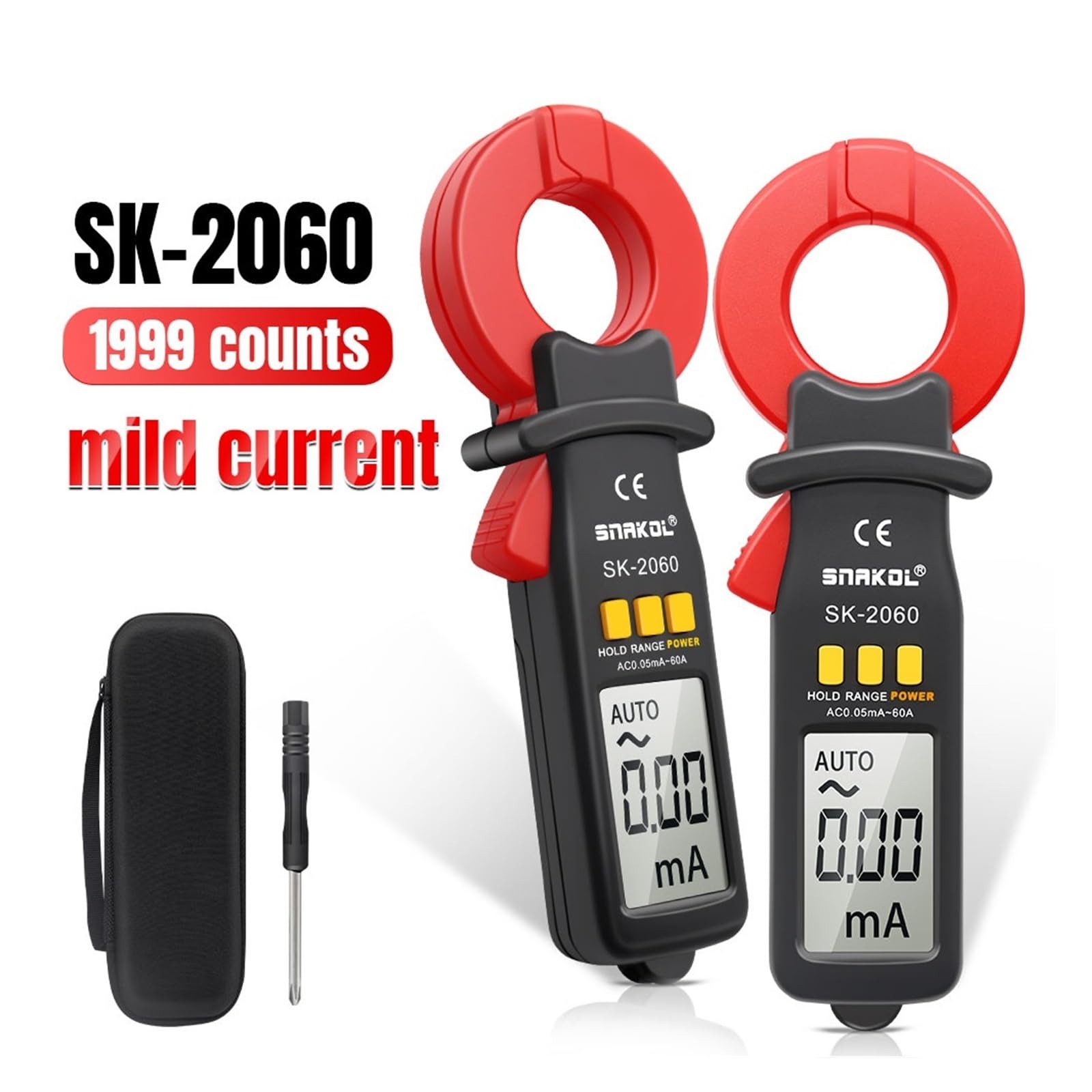 Multimetro Digitale con Pinza amperometrica, Gamma Automatica, multimetro, amperometro AC 0,05 mA-60 A, Tester di Corrente di dispersione, Strumenti Professionali for elettricisti