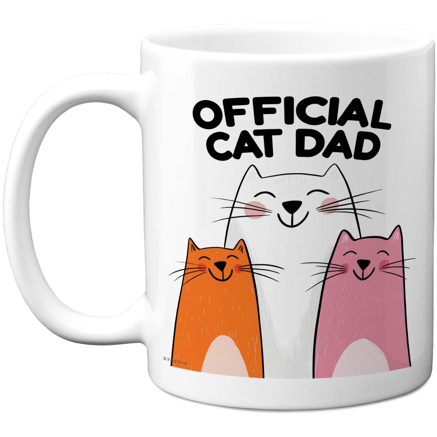 Stuff4 Cat Dad Mug - Cheerful Cats Illustration for Pet Lovers - Fun Novelty Cup for Father's Day or Birthday - 11oz Ceramic Gloss Mug