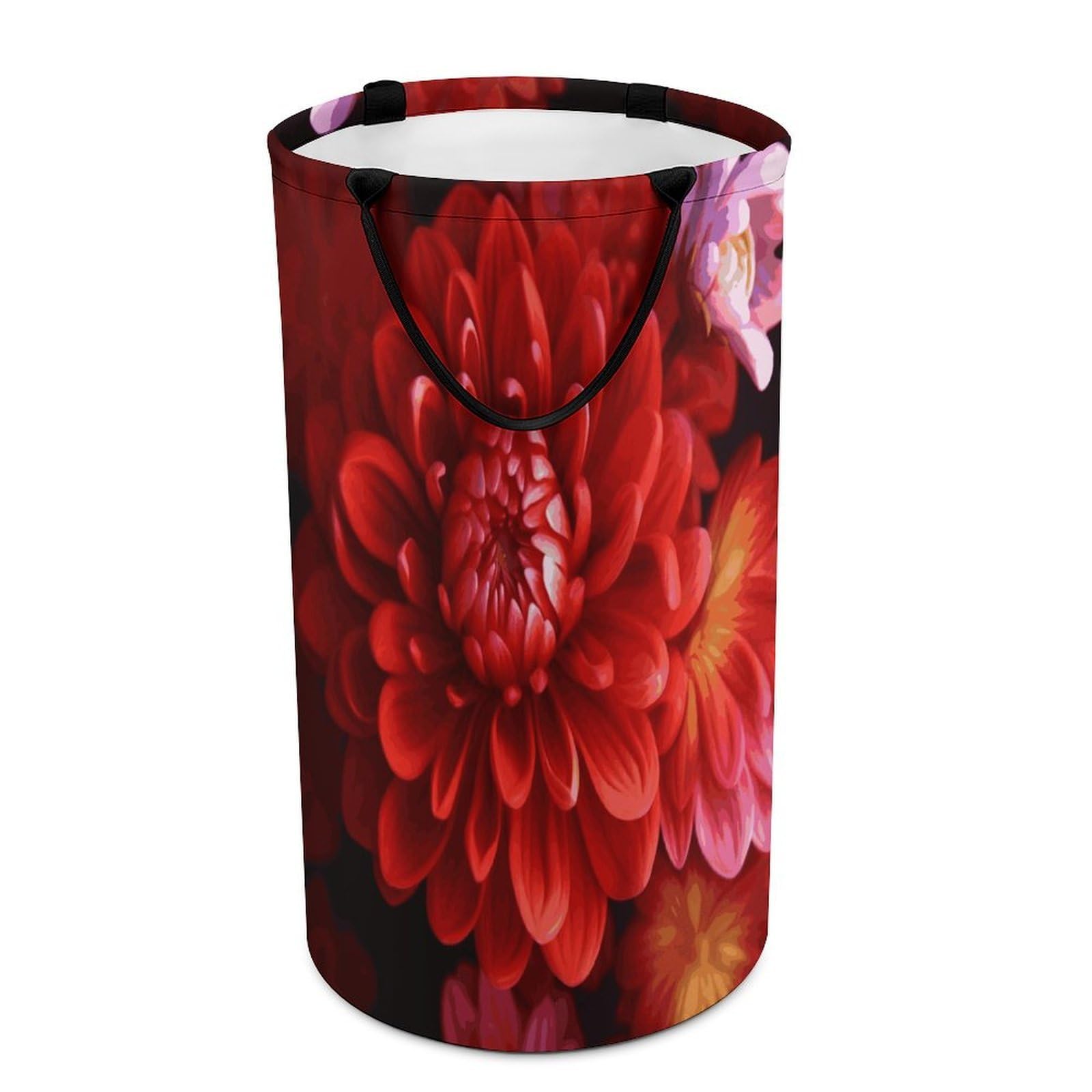 Cesta de ropa sucia de flores rojas, bolsa grande para ropa sucia. Cesta de almacenamiento para asas de fácil transporte. Cesta grande para ropa con asas, cubo de almacenamiento de ropa, organizador