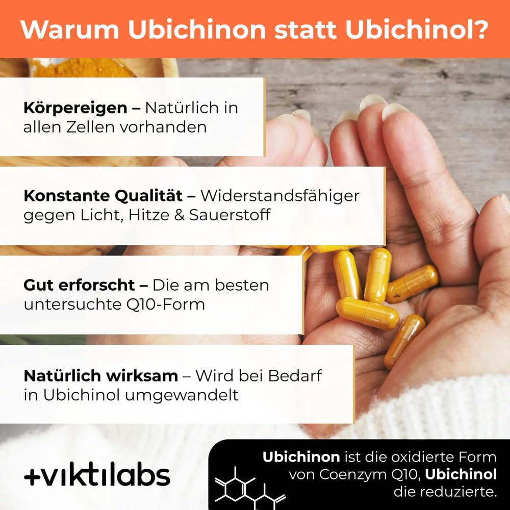 Coenzym Q10 Kapseln mit Ubichinon - hochdosiert - gewonnen durch pflanzliche Fermentation - 60 vegane - ohne Zusatzstoffe