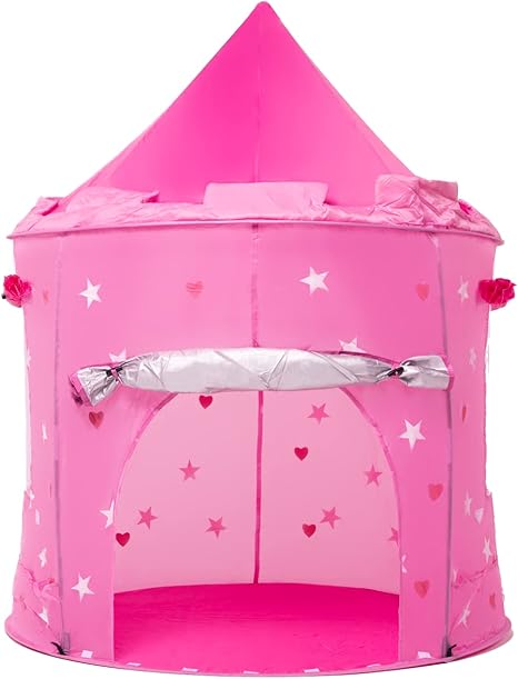 Tenda Da Gioco Per Bambini 130x100x130 Cm - Castello Da Principessa Rosa Con Finestre, Per Interni Ed Esterni - Foto 10
