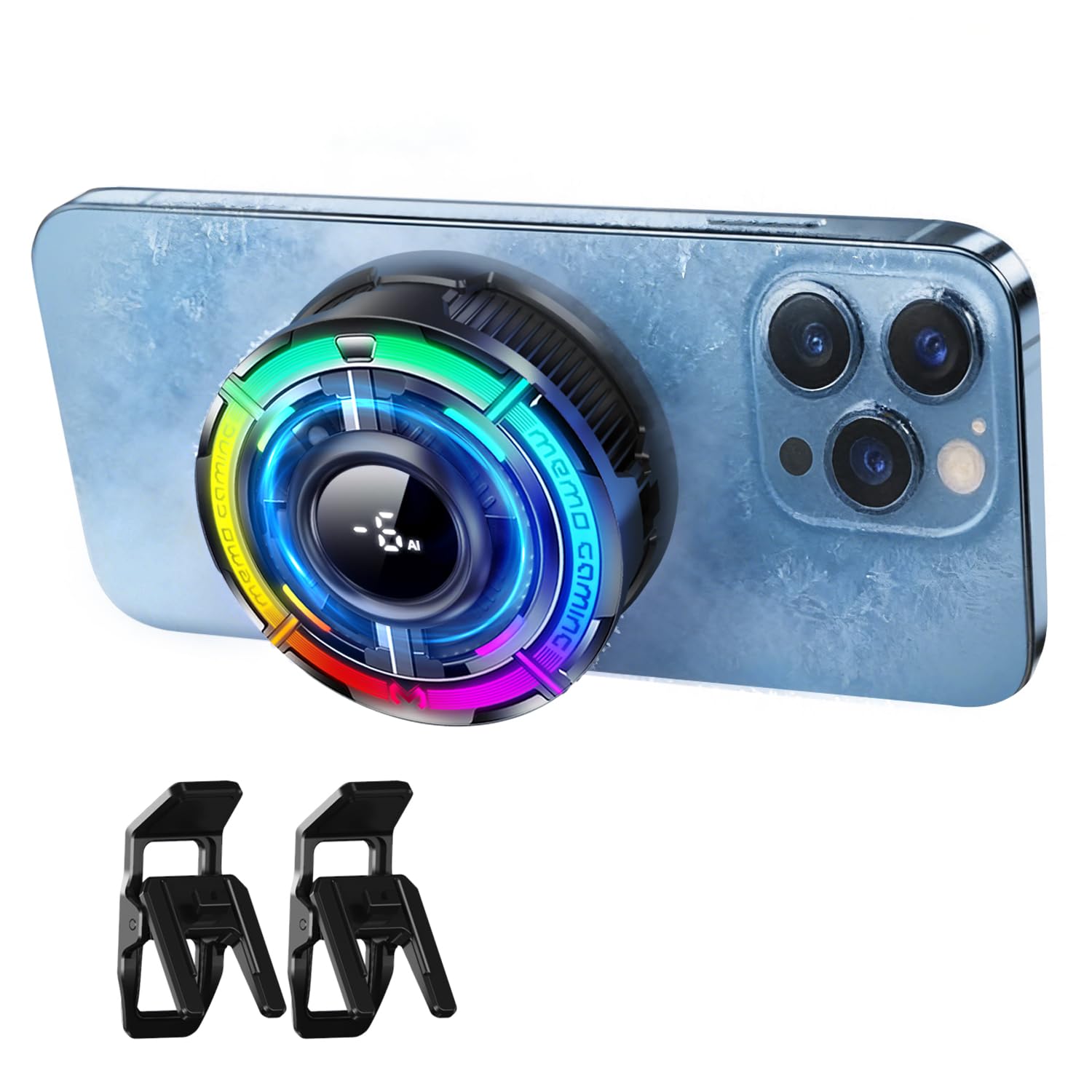 Mag-Safe Phone Cooler for Gaming, Cell iPhone Cooling Fan Hot Weather, Portable RGB Mobile Enfriador para Celular Case, Ventilador para Telefono ipad Keep Phone Cool, for iPhone/Android Series Phone