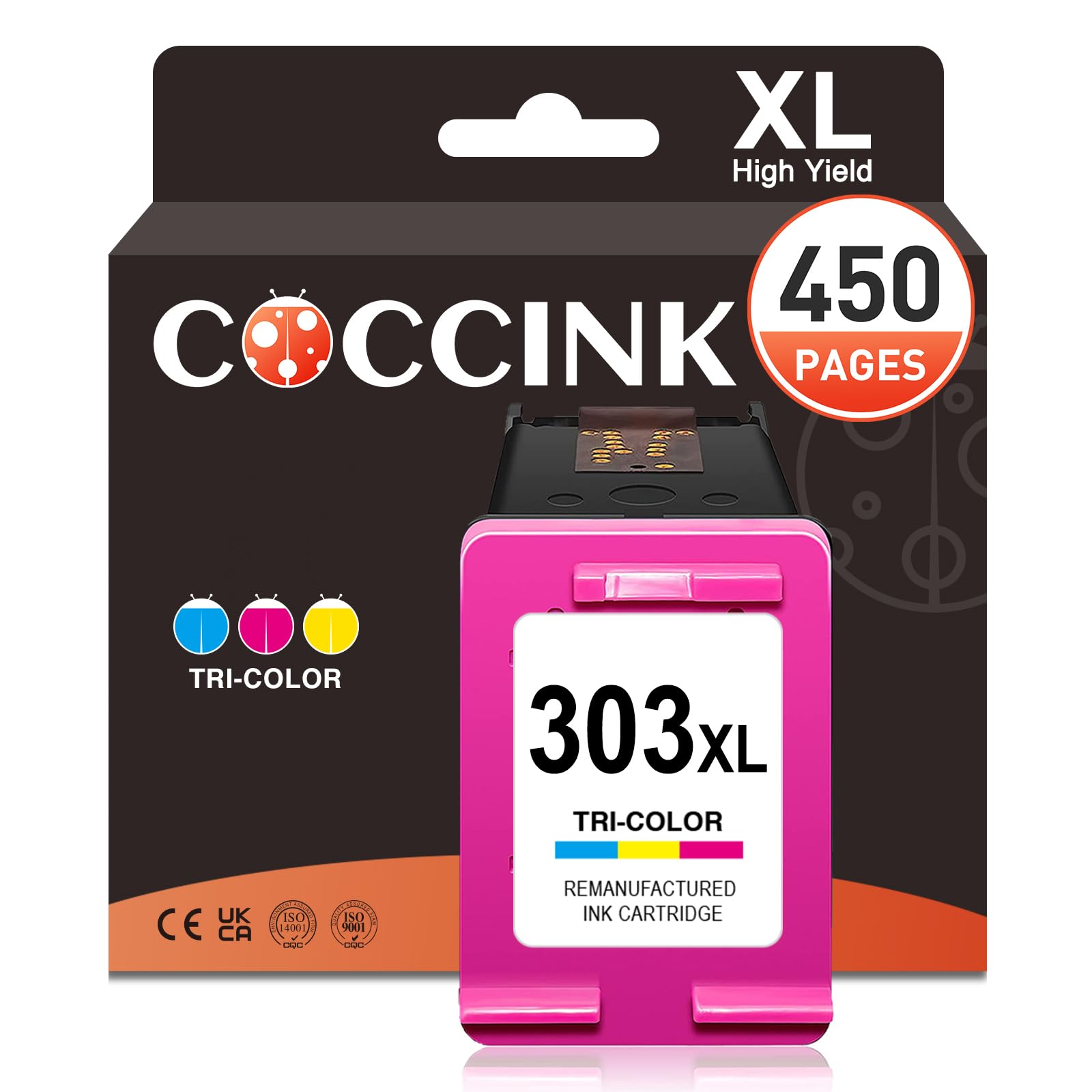 COCCINK 303XL Color Cartuchos de Tinta para HP 303 XL Tango X Tango 100 | Cartucho 303 Tri-color hp303xl ENVY Photo 6200 6220 6230 6232 6234 7100 7130 7134 7220 7800 7820 7830 7834 TANGO Impresora