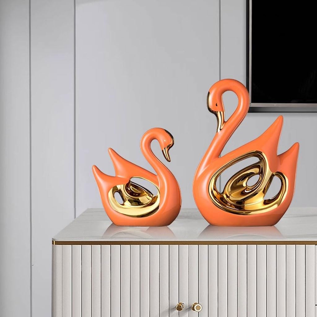 Adornos De Cerámica Sala De Estar, TV, Vinoteca, Pareja, Cisne, Decoración De Cerámica, Mesa De Entrada, Decoración Statues For Home Decor