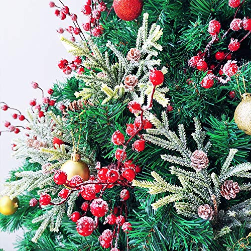 3 Pack Frosted Artificial Cypress Pine Stems Snowy Glittered Pine Spray With Mini Pinecones For Christmas Holiday Greens Seasonal Floral Arrangement Centerpiece Winter Wedding Décor 13.8" Tall #TOP5